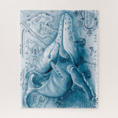 Puzzle Carte Vintage bleue des baleines (Vertical)