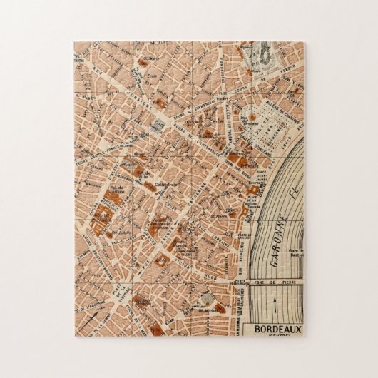 Puzzle Carte Vintage Bordeaux France (Vertical)
