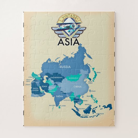 Puzzle Carte Vintage d'Asie (Vertical)
