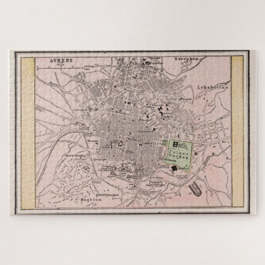 Puzzle Carte vintage d'Athènes Grèce (1901) (Horizontal)