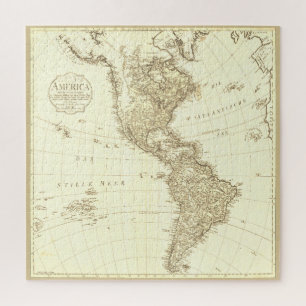 Puzzle Carte vintage de 1796 des Amériques, version sépia