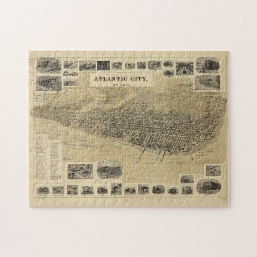 Puzzle Carte vintage de Atlantic City NJ (1900) (Horizontal)