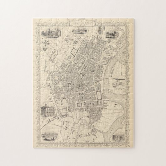 Puzzle Carte vintage de Belfast Irlande (1851) (Vertical)
