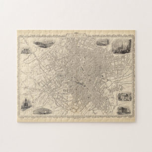 Puzzle Carte Vintage de Birmingham Angleterre (1851)