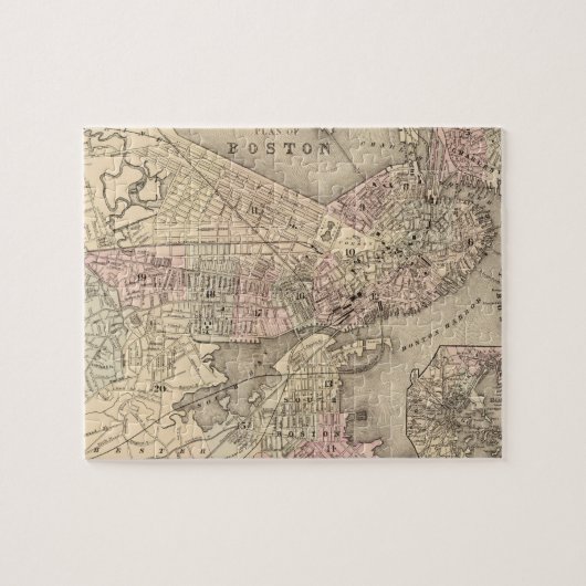 Puzzle Carte vintage de Boston (1880) (Horizontal)