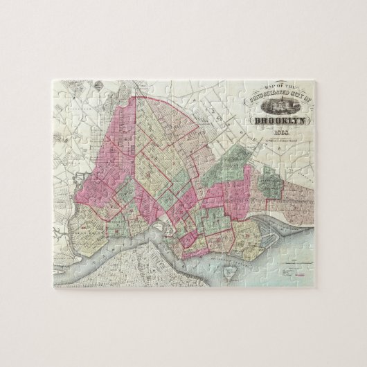 Puzzle Carte vintage de Brookyln (1868) (Horizontal)