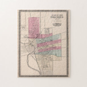 Puzzle Carte Vintage de Columbus Ohio (1868)