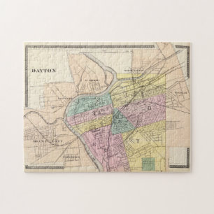 Puzzle Carte vintage de Dayton Ohio (1872)