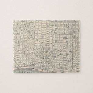 Puzzle Carte vintage de Detroit (1895)