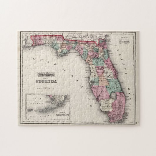 Puzzle Carte vintage de Floride (1873) (Horizontal)