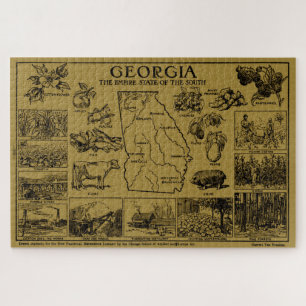 Puzzle Carte vintage de Géorgie (1912) - Tan