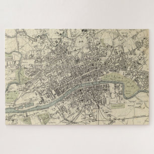 Puzzle Carte Vintage de Glasgow Scotland (1872)