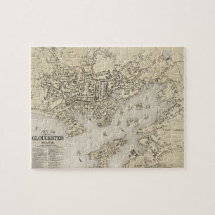Puzzle Carte vintage de Gloucester le Massachusetts (1873
