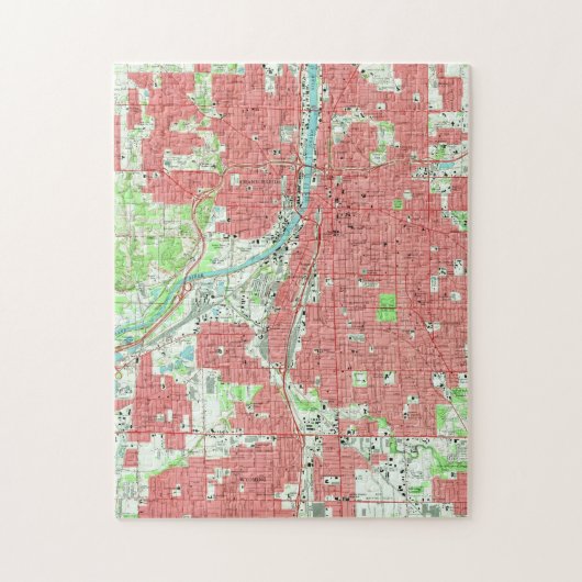 Puzzle Carte vintage de Grand Rapids Michigan (1967) (Vertical)