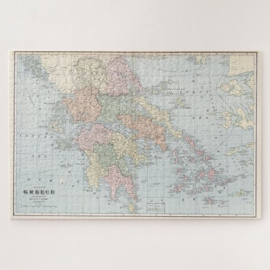 Puzzle Carte vintage de la Grèce (1901) (Horizontal)