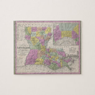 Puzzle Carte vintage de la Louisiane (1853)