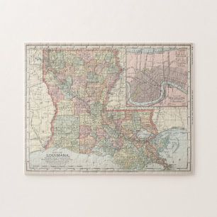 Puzzle Carte vintage de la Louisiane (1891)