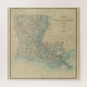 Puzzle Carte vintage de la Louisiane (1896)