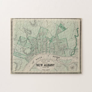 Puzzle Carte Vintage de la Nouvelle Albany IN (1876)