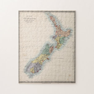 Puzzle Carte vintage de la Nouvelle-Zélande (1865)