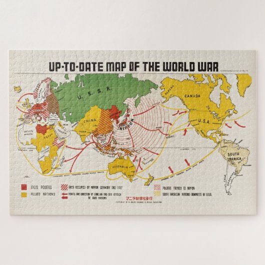 Puzzle Carte Vintage de la Seconde Guerre mondiale (Horizontal)