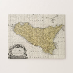 Puzzle Carte Vintage de la Sicile Italie (1747)