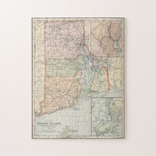 Puzzle Carte vintage de l'île Rhode (1891) (Vertical)