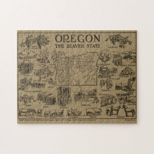 Puzzle Carte Vintage de l'Oregon (1912)