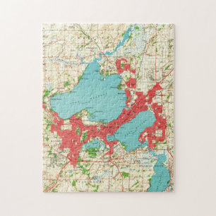 Puzzle Carte vintage de Madison le Wisconsin (1959)