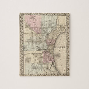Puzzle Carte vintage de Milwaukee (1880)