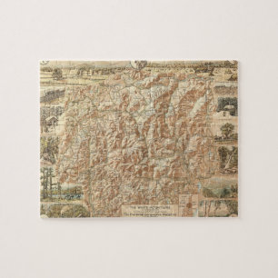 Puzzle Carte vintage de Mountains blanche (1937)