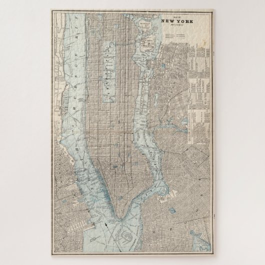 Puzzle Carte Vintage de New York (1893) (Vertical)