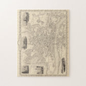 Puzzle Carte vintage de Newcastle Angleterre (1851) (Vertical)