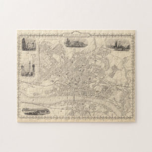 Puzzle Carte Vintage de Newcastle England (1851)