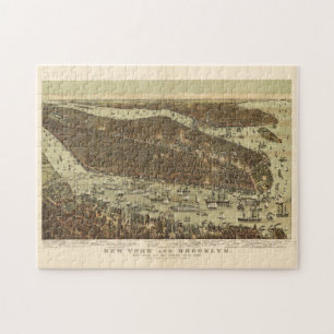Puzzle Carte vintage de NYC et Brooklyn (1892)