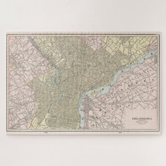 Puzzle Carte vintage de Philadelphie (1901) (Horizontal)