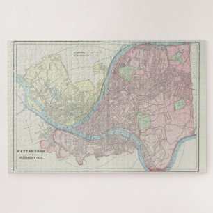 Puzzle Carte vintage de Pittsburgh Pennsylvanie (1901)