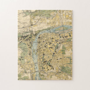 Puzzle Carte vintage de Prague République tchèque (1905)