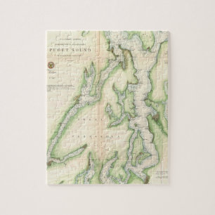 Puzzle Carte vintage de Puget Sound (1867)