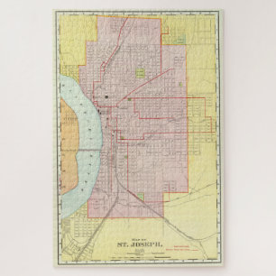 Puzzle Carte Vintage de Saint-Joseph Missouri (1897)