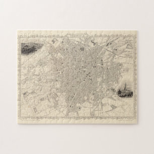 Puzzle Carte Vintage de Sheffield Angleterre (1851)