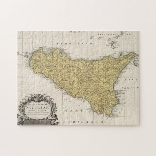 Puzzle Carte vintage de Sicile Italie (1747) (Horizontal)