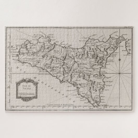 Puzzle Carte vintage de Sicile Italie (1764) (Horizontal)