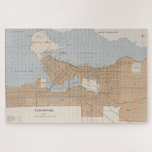Puzzle Carte Vintage de Vancouver Canada (1915)