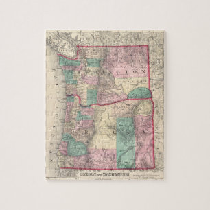Puzzle Carte vintage de Washington et de l'Orégon (1875)