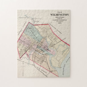 Puzzle Carte vintage de Wilmington Delaware (1884)