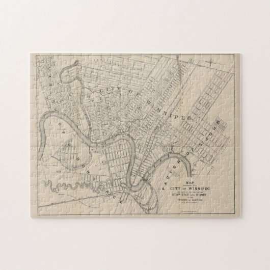 Puzzle Carte vintage de Winnipeg Canada (1882) (Horizontal)