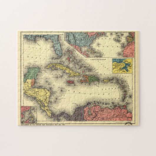 Puzzle Carte vintage des Caraïbes (1898) (Horizontal)
