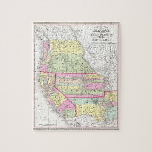 Puzzle Carte vintage des Etats-Unis occidentaux (1853) (Vertical)