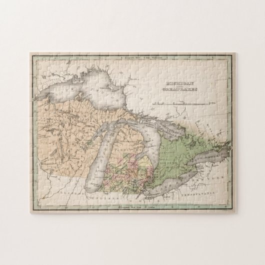 Puzzle Carte vintage des Grands Lacs (1837) (Horizontal)